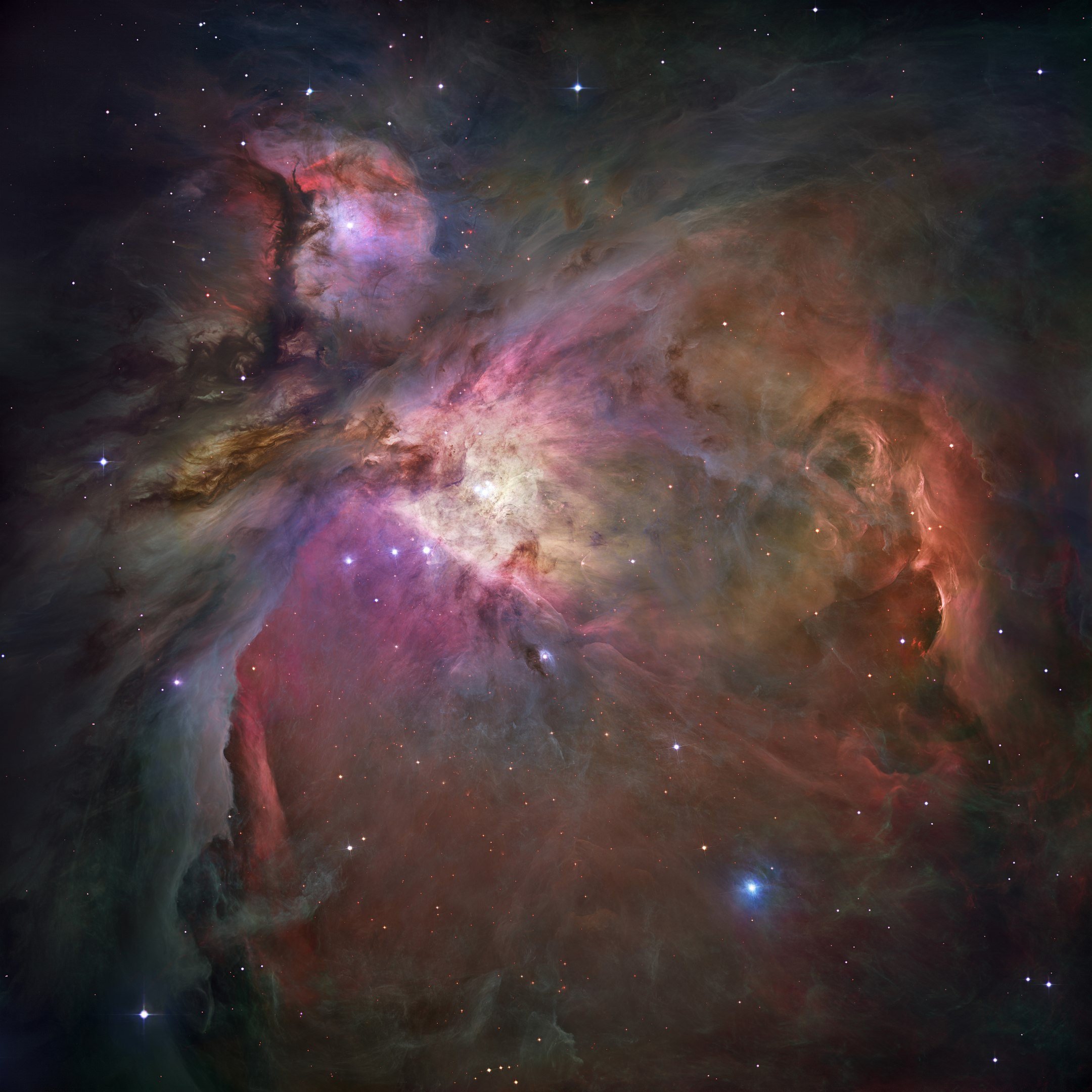 A mosaic of the Orion Nebula, taken by the Hubble Telescope.