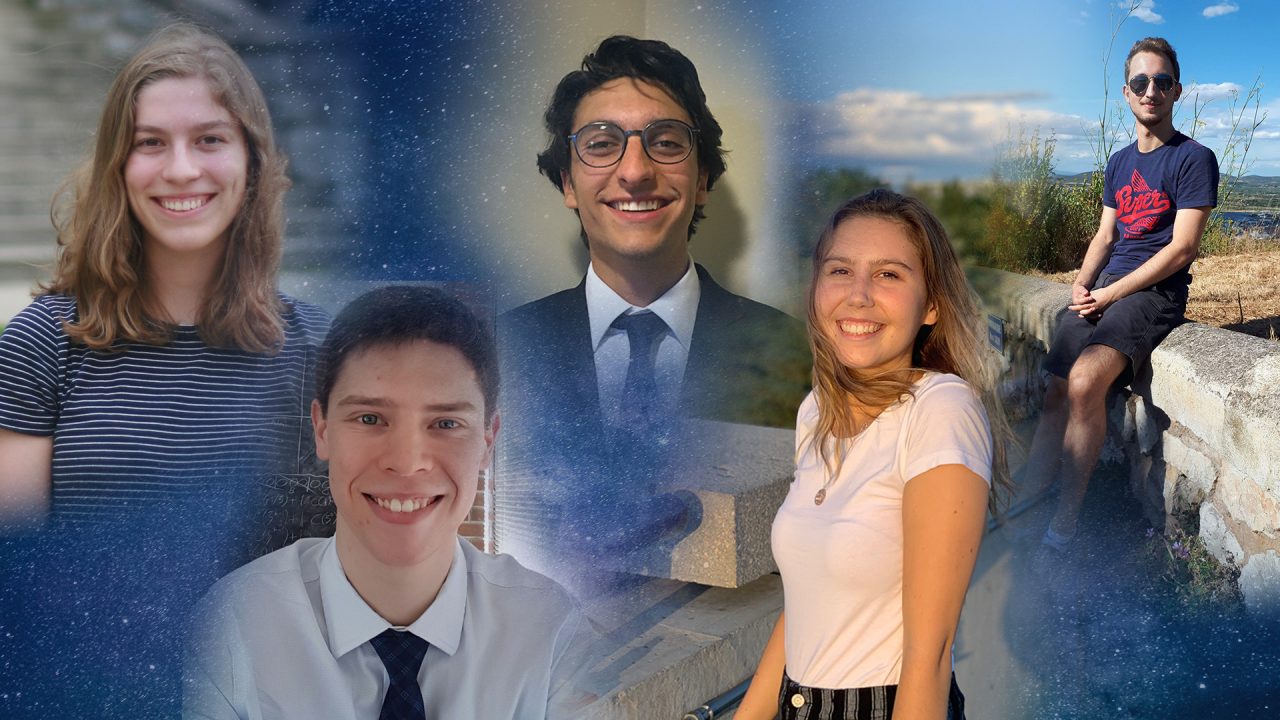 Five headshots of previous cross-disciplinary interns are shown