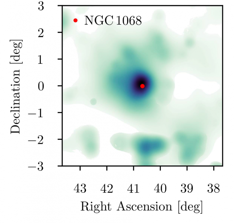 The skymap of high-energy neutrinos around NGC 1068 vicinity