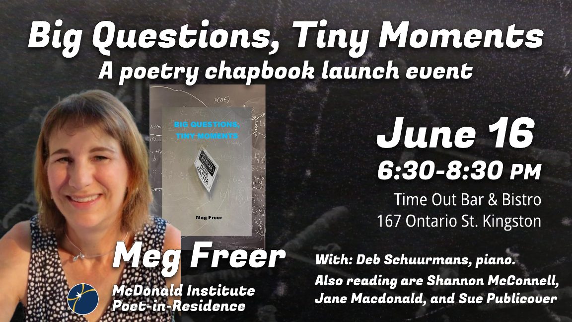 event poster for Meg Freer's book of poetry launch - June 16, 2025